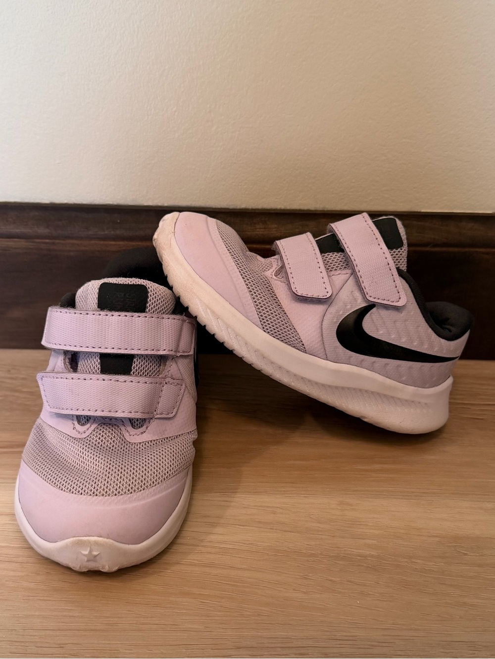 Nike Kids Purple Velcro Sneakers with Black Swoosh